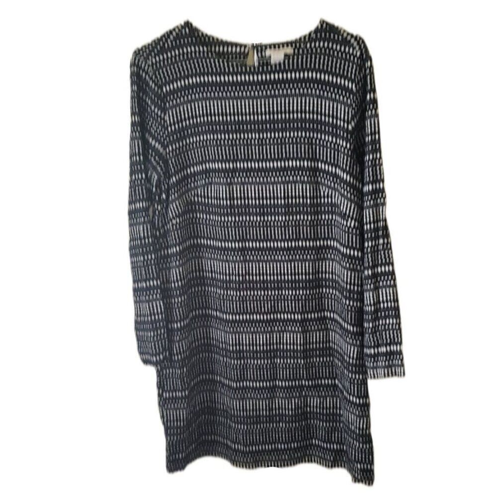 H&M Black & White Patterned Long Sleeve Dress